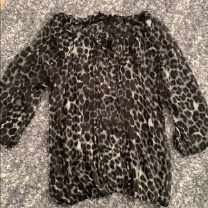 Express see through cheetah print blouse